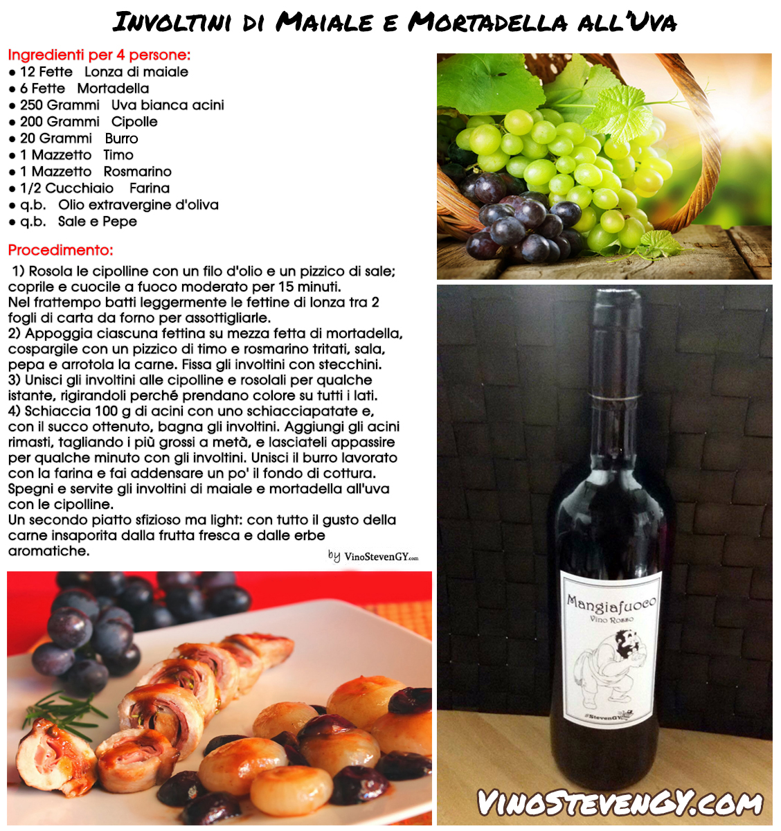 Involtini di Maiale e Mortadella all'Uva ricetta - VinoStevenGY