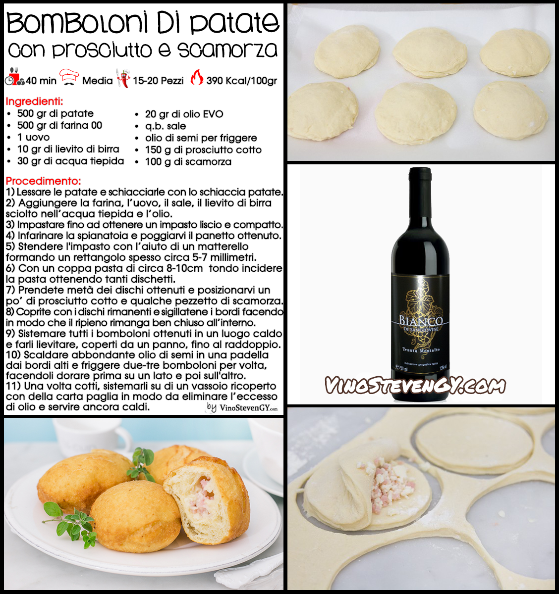 Bomboloni di patate ripieni di prosciutto cotto e scamorza - fotoricetta - rostivendolo - stevengy
