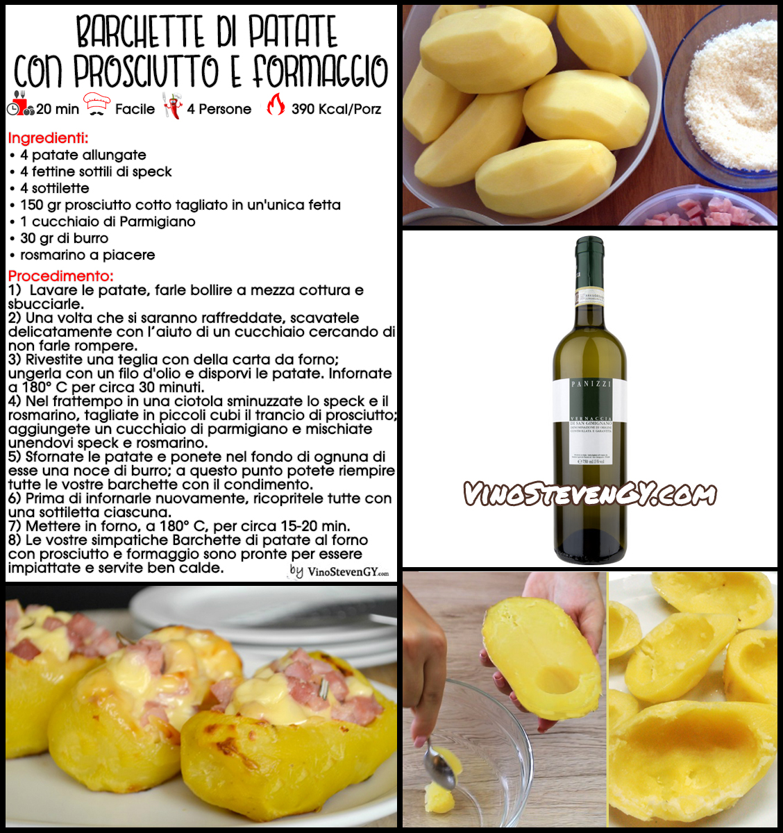 barchette di patate al forno con prosciutto e formaggio - fotoricetta - rostivendolo - StevenGY